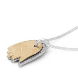 Silver and Gold Double Hamsa Necklace - Blessings / Evil Eye
