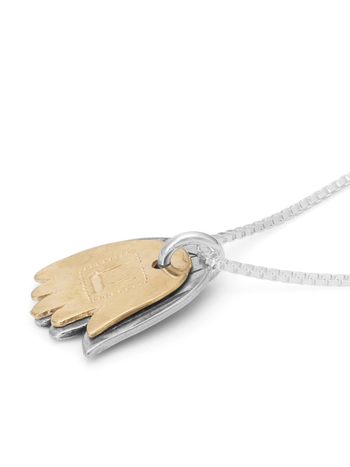 Collier Double Hamsa Argent et Or - Bénédictions / Mauvais Oeil