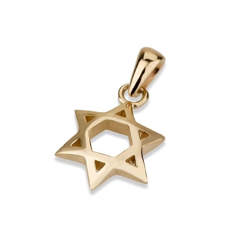 Petit pendentif étoile de David concave en or 14 carats