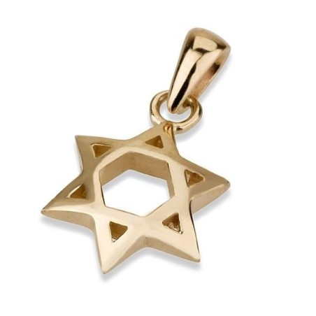 Petit pendentif étoile de David concave en or 14 carats