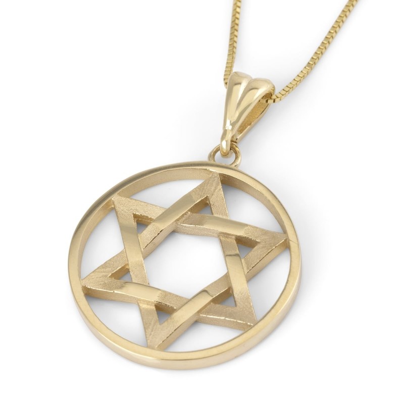 Collier chic à pendentif étoile de David entrelacée en or 14 carats