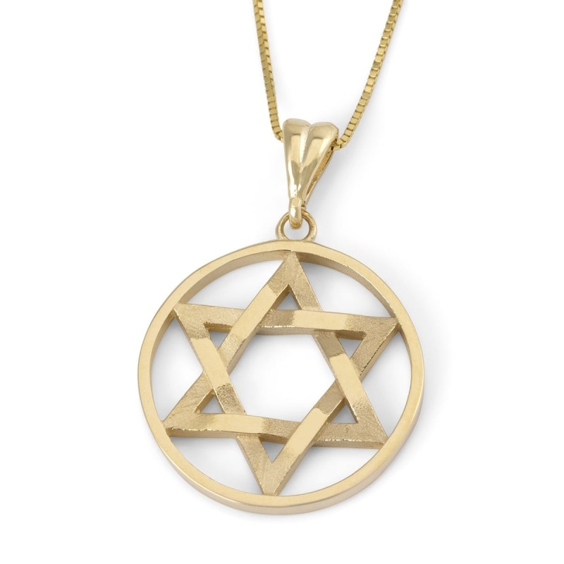 Collier chic à pendentif étoile de David entrelacée en or 14 carats
