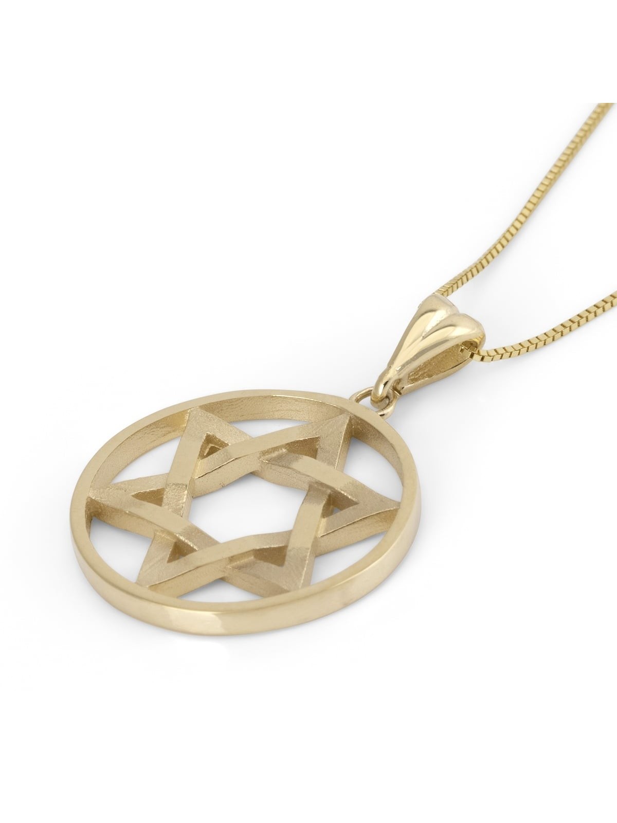 Collier chic à pendentif étoile de David entrelacée en or 14 carats