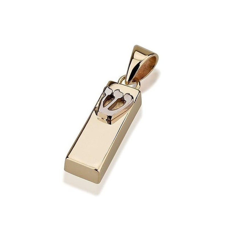 14K Gold Petite Mezuzah Pendant
