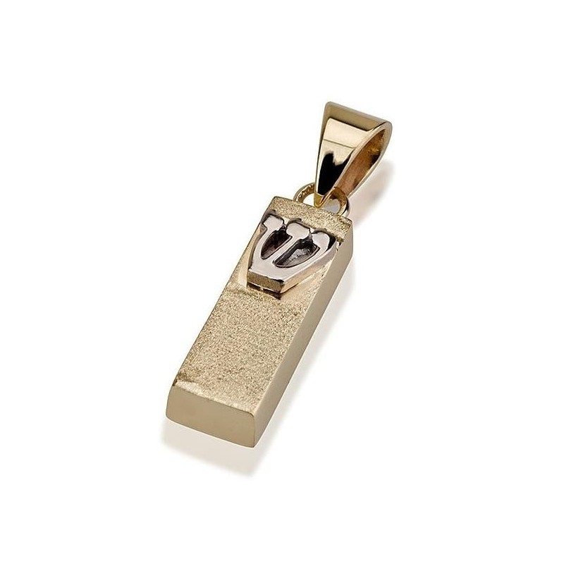 Petit pendentif mezouza en or 14 carats