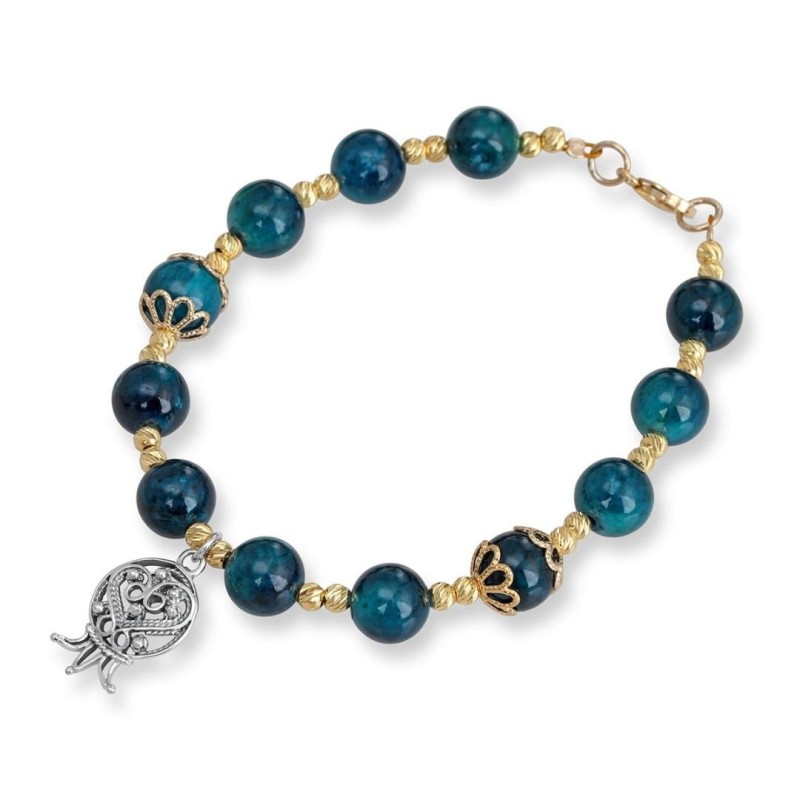 Rafael Jewelry Gold Plated Silver & Eilat Stone Bead Pomegranate Brace