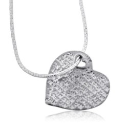 I Love You (Hebrew/English): Sterling Silver Heart Pendant Necklace
