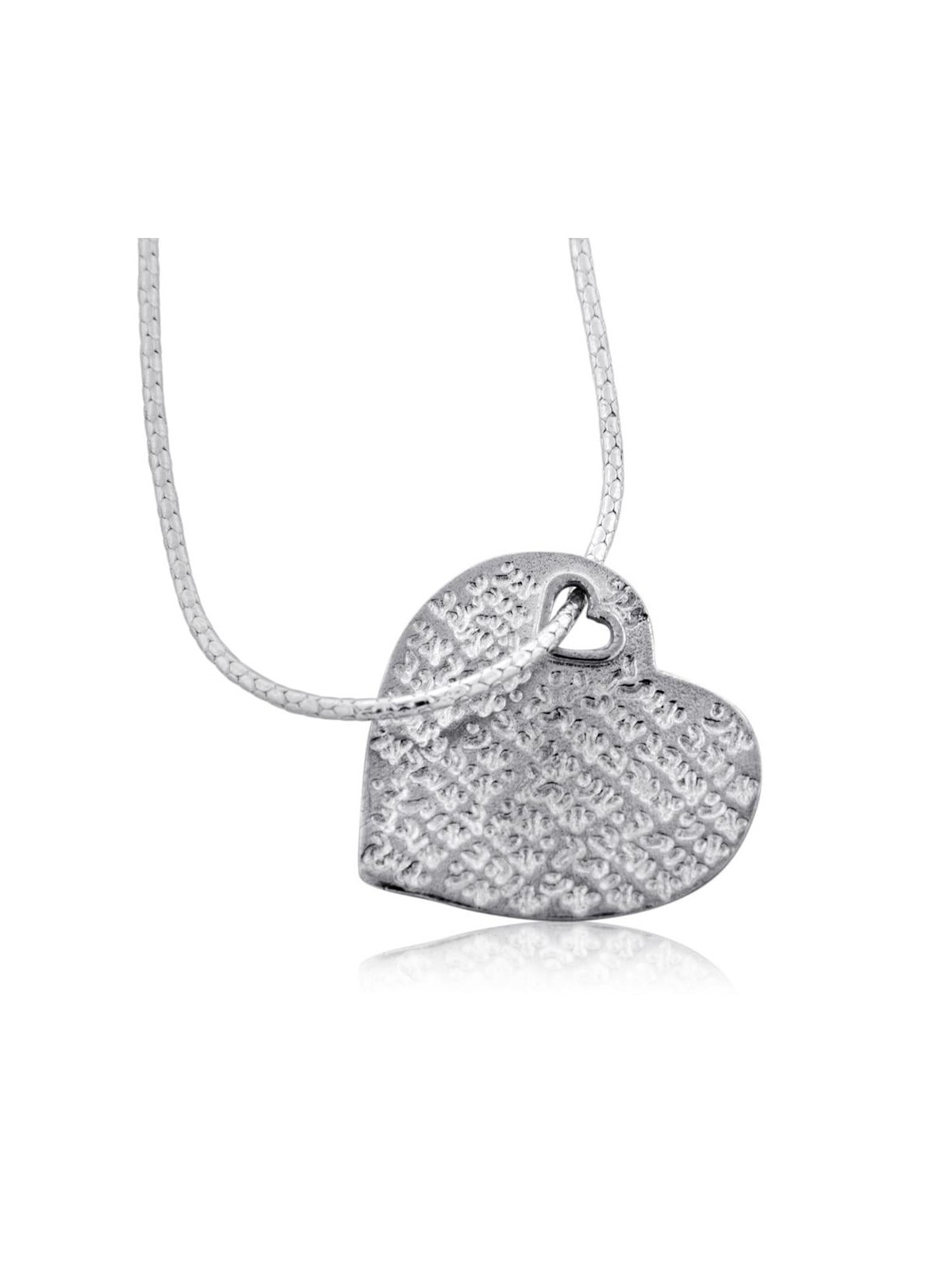 I Love You (Hebrew/English): Sterling Silver Heart Pendant Necklace