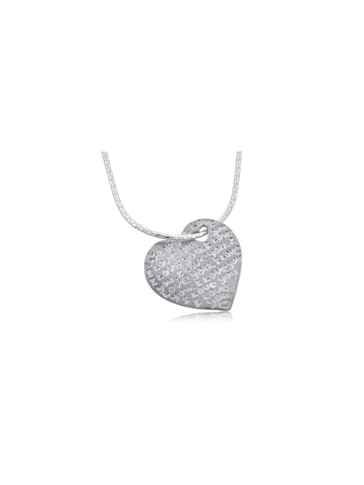 Je t'aime (hébreu/anglais) : collier avec pendentif cœur en argent sterling