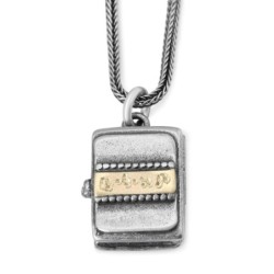 Silver and Gold Necklace with Microfilm Book of Psalms
