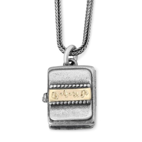 Collier en argent et or avec livre de Psaumes en microfilm