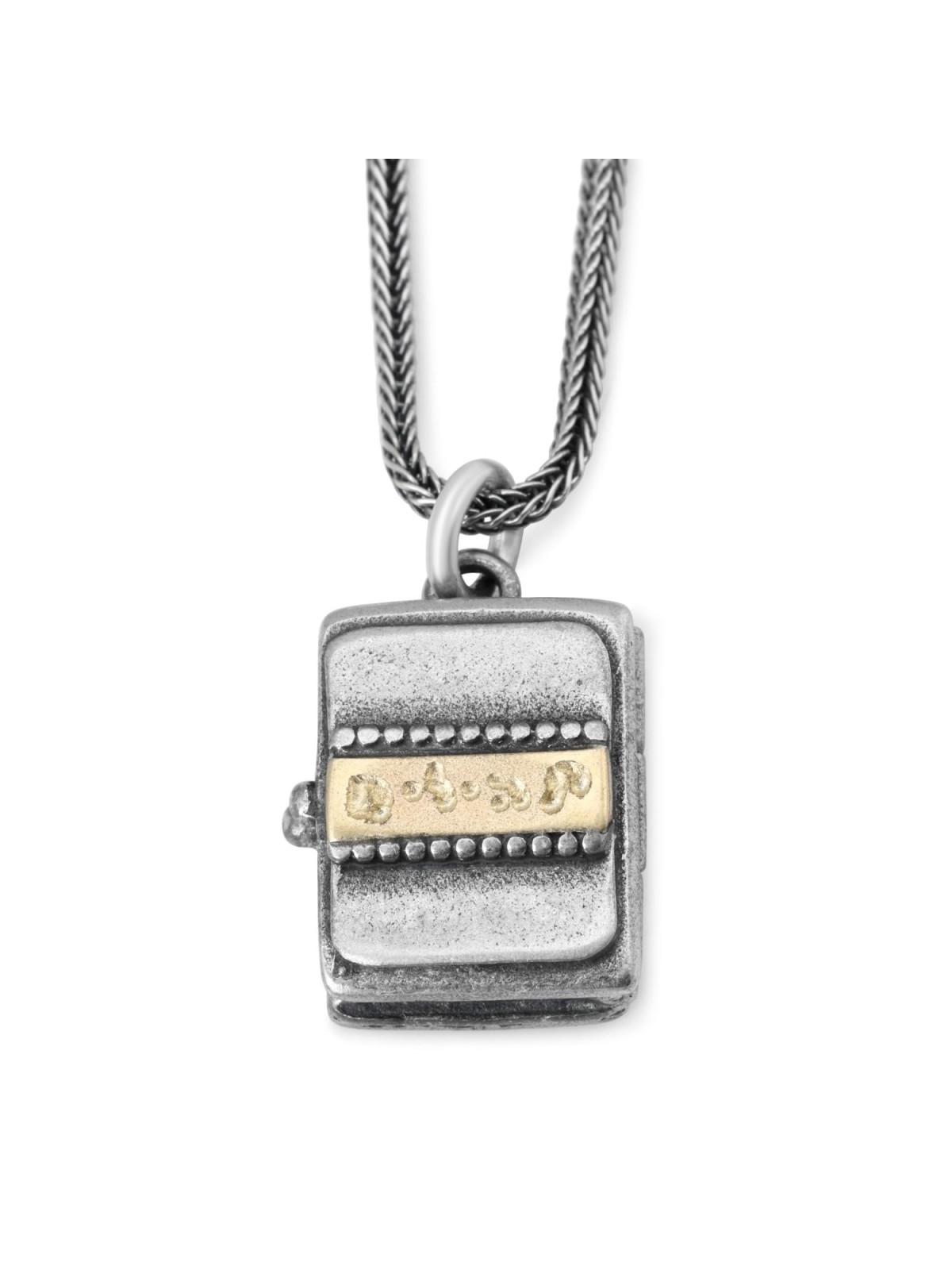 Collier en argent et or avec livre de Psaumes en microfilm