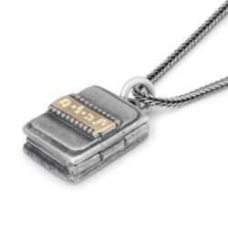 Silver and Gold Necklace with Microfilm Book of Psalms