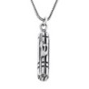 Sterling Silver Striped Mezuzah Pendant Necklace