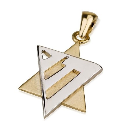 Pendentif contemporain étoile de David en or 14 carats