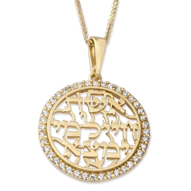 Collier pendentif femme de valeur en or jaune 14 carats et zircons cubiques