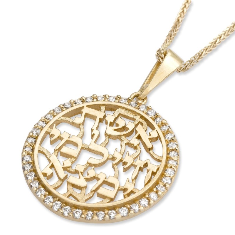 Collier pendentif femme de valeur en or jaune 14 carats et zircons cubiques