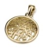 14K Gold Shema Yisrael Disc Pendant Necklace - Deuteronomy 6:4