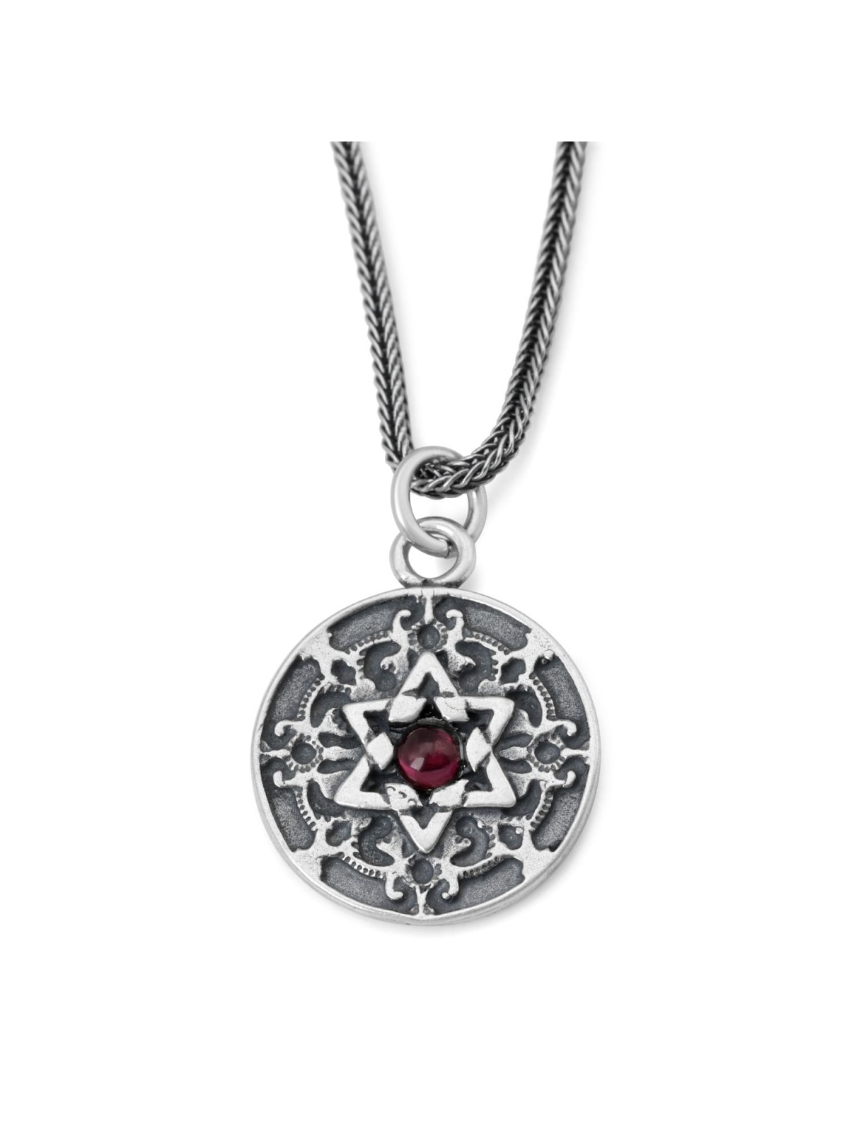 Bénédiction sacerdotale : Collier étoile de David à disque orné double face avec esprit