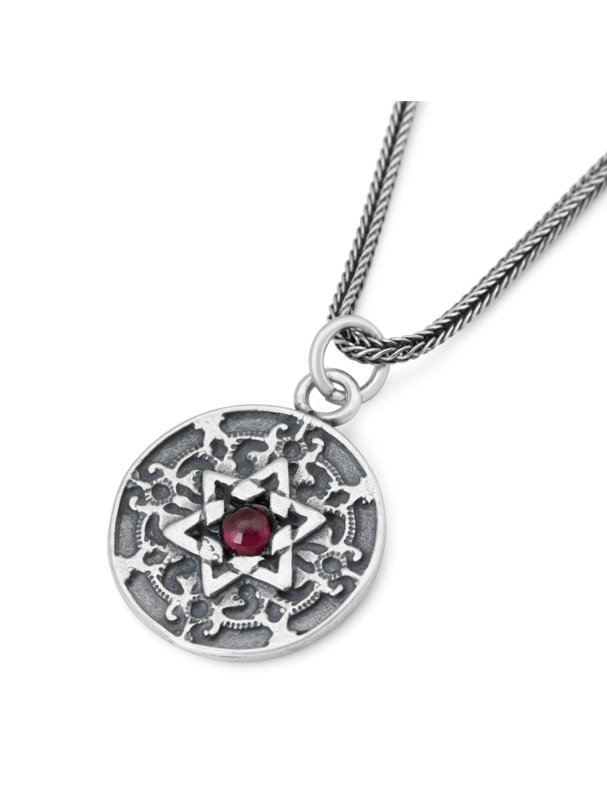 Bénédiction sacerdotale : Collier étoile de David à disque orné double face avec esprit