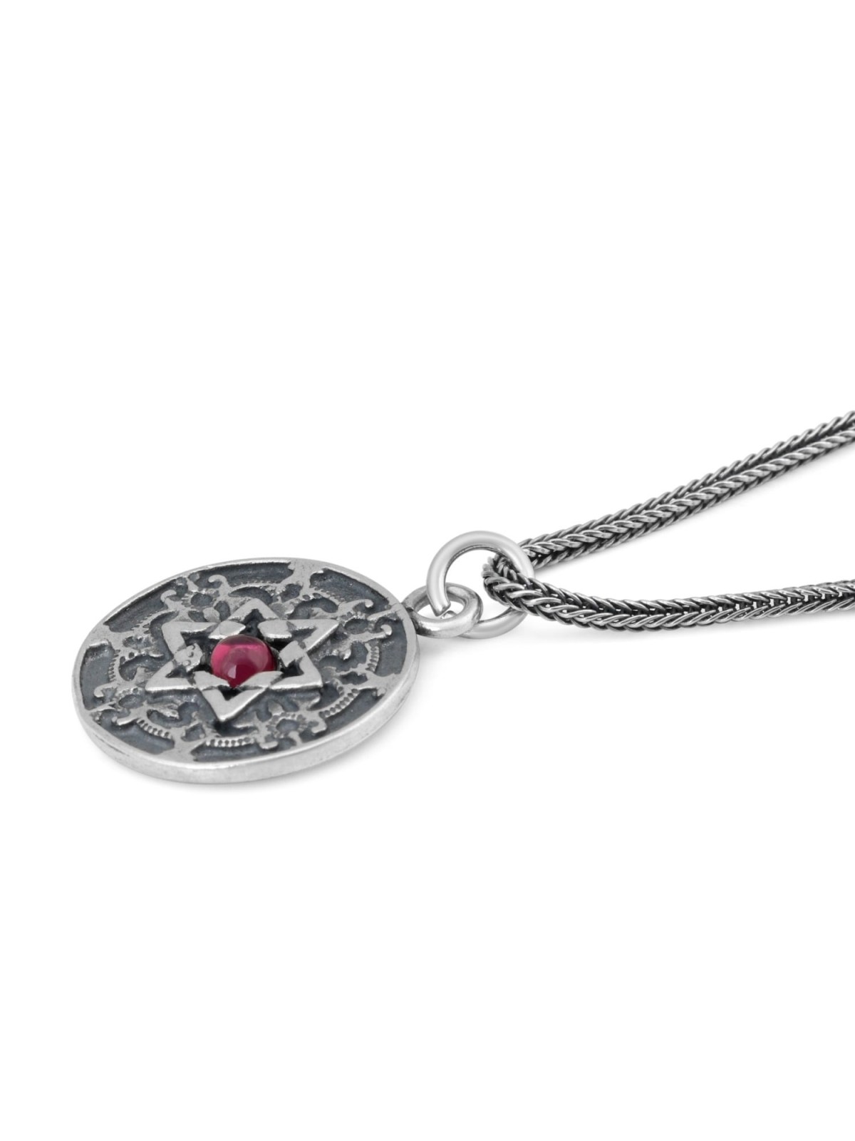 Bénédiction sacerdotale : Collier étoile de David à disque orné double face avec esprit