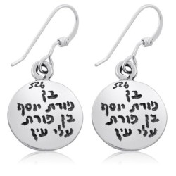 Sterling Silver Circle Hamsa Earrings with Garnet Stone - Porat Yosef