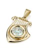 14K Gold and Roman Glass David's Harp Pendant - Medium