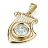 14K Gold and Roman Glass David's Harp Pendant - Medium