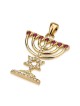 Pendentif Menorah en or 18 carats avec étoile de David en diamant
