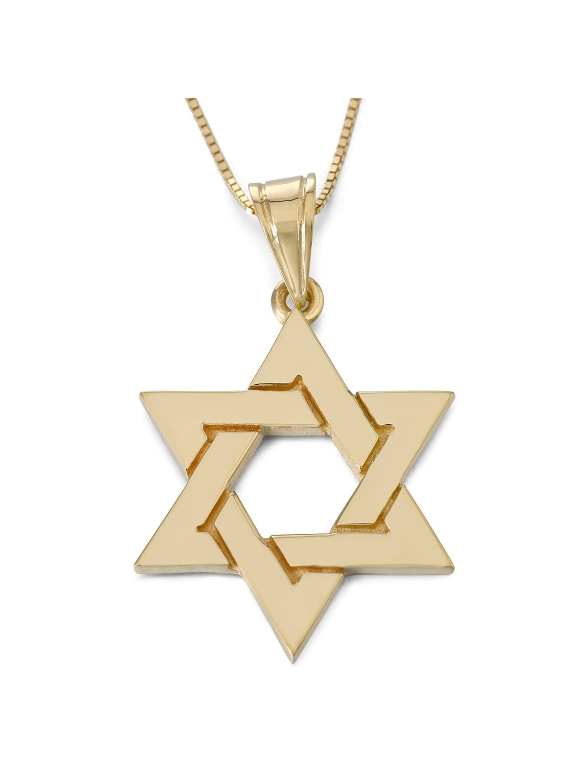 Deluxe 14K Gold Interlocked Star of David Pendant Necklace - Yellow or