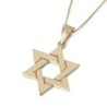 Deluxe 14K Gold Interlocked Star of David Pendant Necklace - Yellow or