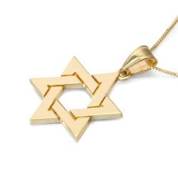 Deluxe 14K Gold Interlocked Star of David Pendant Necklace - Yellow or