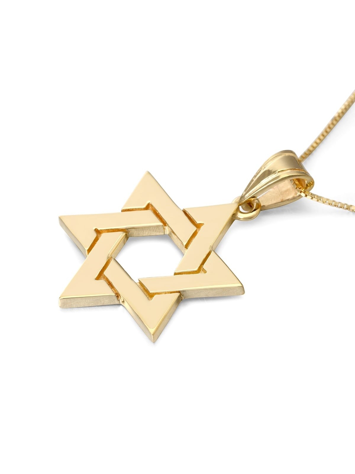 Deluxe 14K Gold Interlocked Star of David Pendant Necklace - Yellow or
