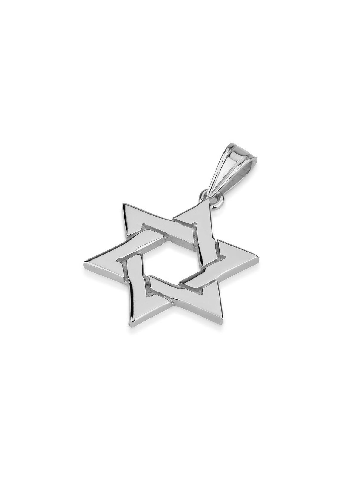 Collier à pendentif étoile de David entrelacé en or 14 carats de luxe - Jaune ou