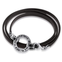 Woman of Valor: Silver Wheel and Leather Bracelet with Garnet Stones