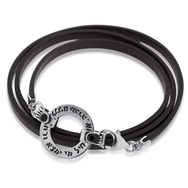 Femme de Valeur : Roue en Argent et Bracelet en Cuir avec Pierres de Grenat