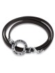 Woman of Valor: Silver Wheel and Leather Bracelet with Garnet Stones