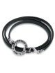 Woman of Valor: Silver Wheel and Leather Bracelet with Garnet Stones