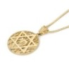 14K Gold Star of David and Chai Pendant with Tree of Life Background -