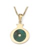 14K Gold Eilat Stone and Diamond Pomegranate Pendant Necklace