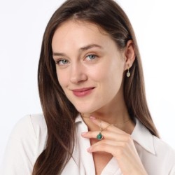 14K Gold Eilat Stone and Diamond Pomegranate Pendant Necklace