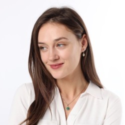 14K Gold Eilat Stone and Diamond Pomegranate Pendant Necklace