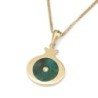 14K Gold Eilat Stone and Diamond Pomegranate Pendant Necklace