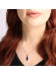 Collier pendentif Hamsa en or 14 carats et émail bleu avec doigts en diamant a