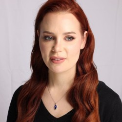 14K Gold and Blue Enamel Hamsa Pendant Necklace with Diamond Fingers a