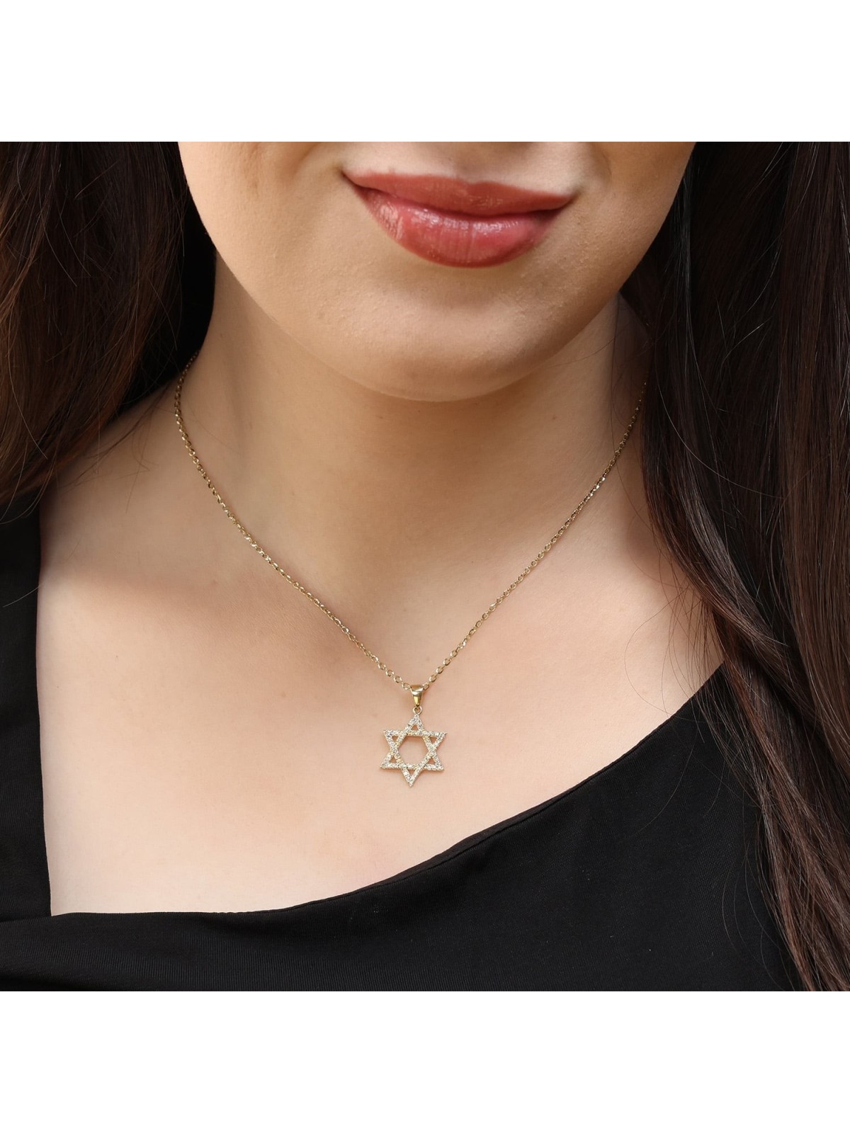 14K Gold Diamond-Studded Star of David Pendant Necklace - Yellow or Wh