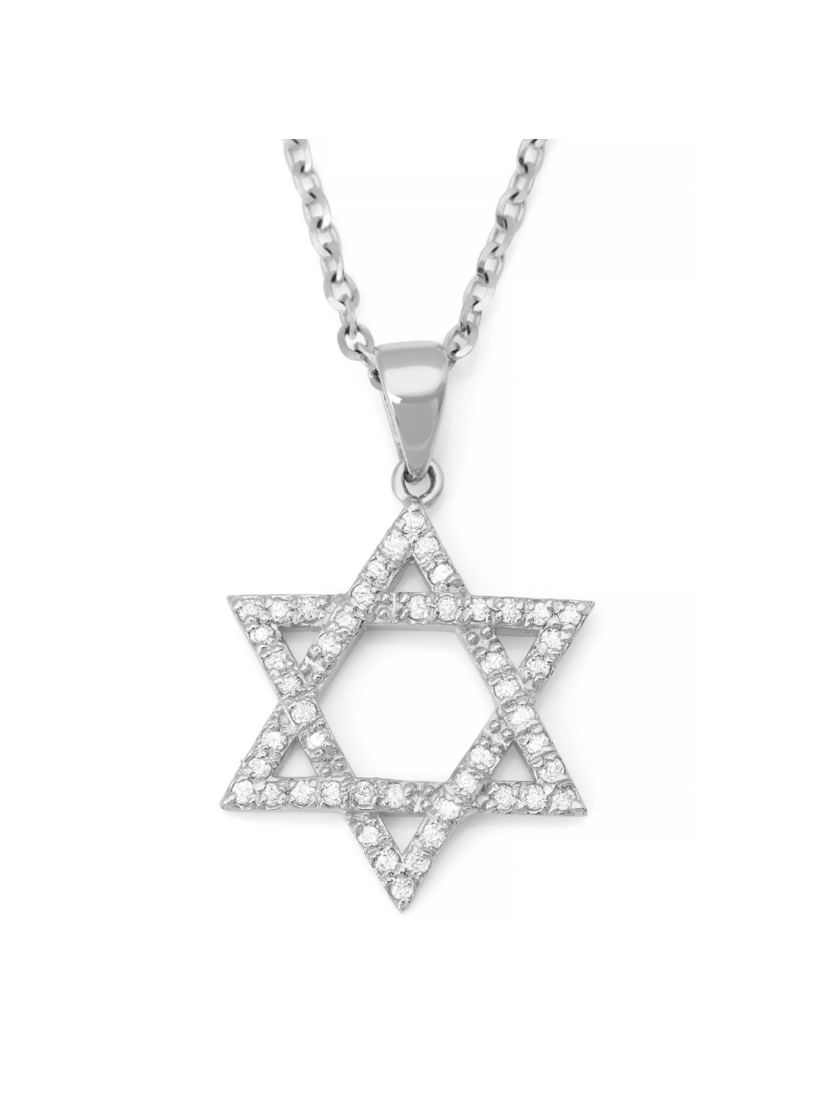 14K Gold Diamond-Studded Star of David Pendant Necklace - Yellow or Wh