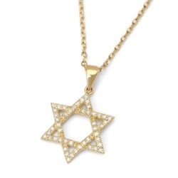 14K Gold Diamond-Studded Star of David Pendant Necklace - Yellow or Wh