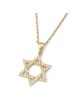 Collier pendentif étoile de David en or 14 carats serti de diamants - Jaune ou Wh