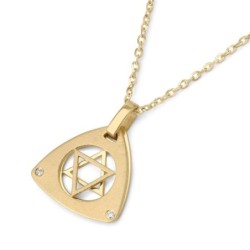 14K Gold Double Triangle Star of David Pendant with Diamonds - Unisex